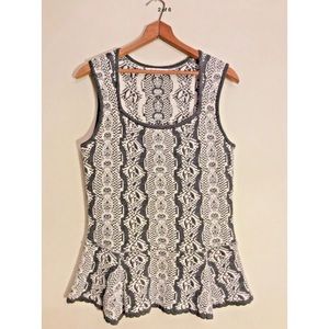 CAbi COTTON PEPLUM SWEATER VEST TANK TOP LIKE NEW